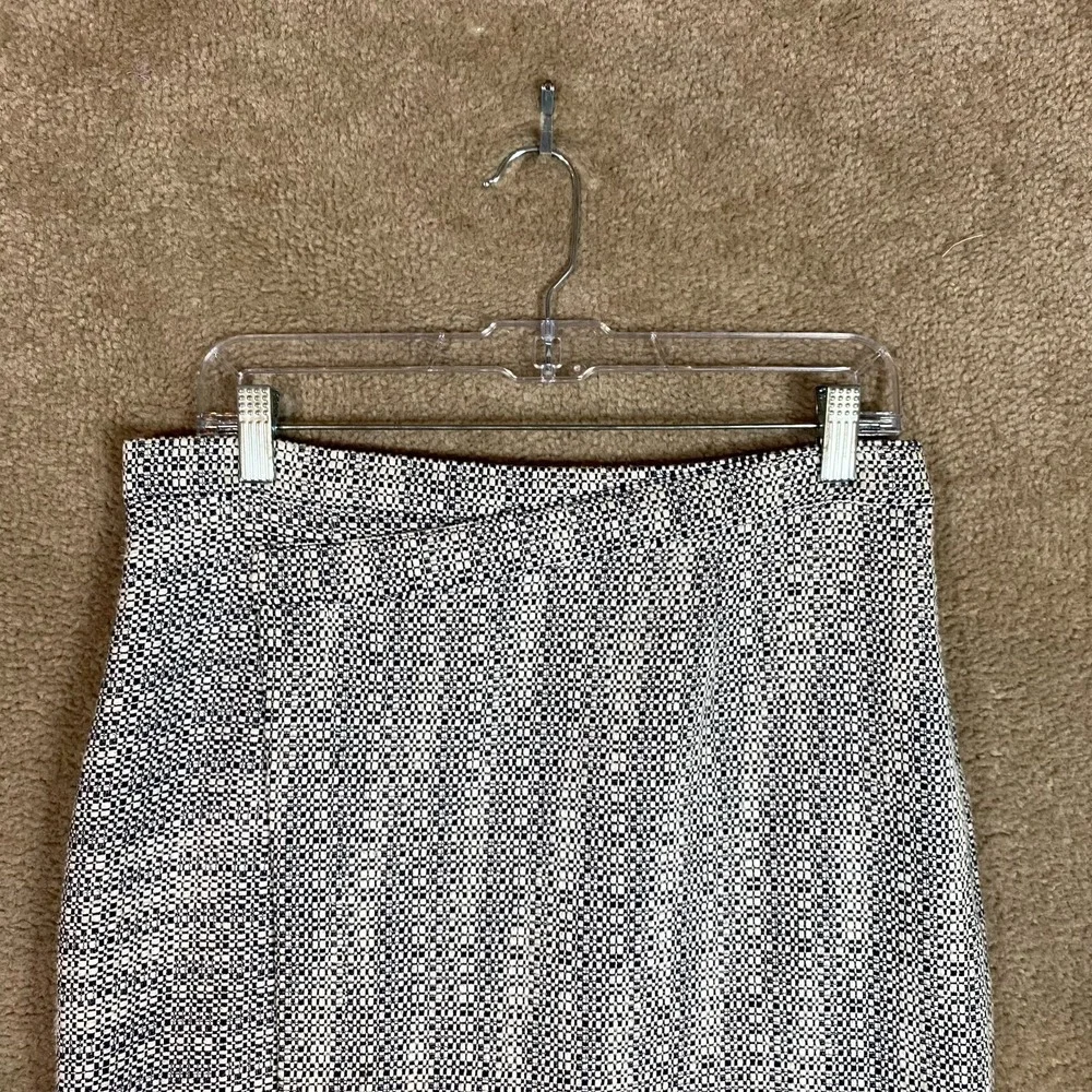 Brooks Brothers‎ Pencil Faux Wrap Skirt Women Size 6 Navy/White Woven Fringe Hem
